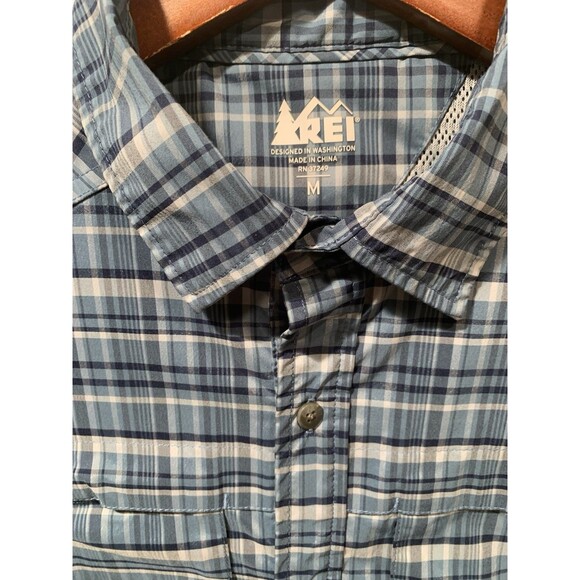 REI Co-Op Blue Plaid Vented Button Up M Fishing Hiking Outdoor Camping Shirt - Picture 6 of 16